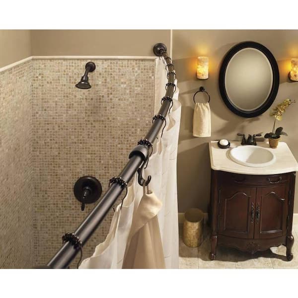 Adjustable Length Curved Shower Rod, 54 Inch Shower Curtain Rod