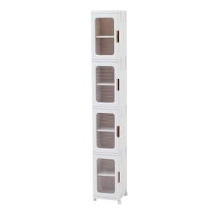 4-Tier Slim Tall Storage Cabinet White 65.4 in. Accent Cabinet Office Storage Cabinet with 4 Adjustable Shelves, Wheels