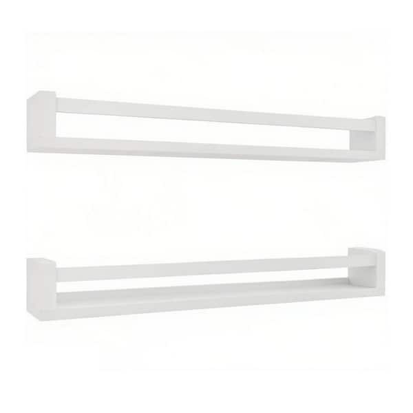 Unbranded 32 in. W x 4 in. D White Nursery Floating Shelves, Solid Wood Decorative Wall Shelf (Set of 2)