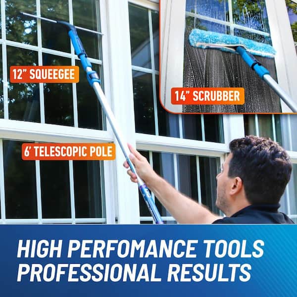 Total Pro Kit with 14 in. Scrubber, 12 in. Squeegee and 6 ft. Telescoping Connect and Clean Pole