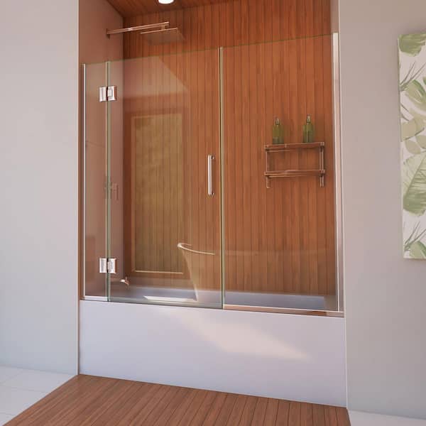 DreamLine Unidoor-X 58-58.5 in. x 58 in. Frameless Hinged Tub Door in Chrome