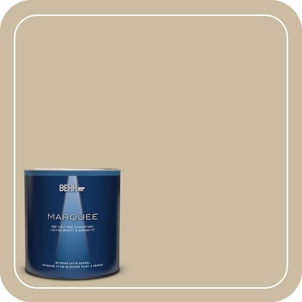 BEHR MARQUEE 1 qt. #MQ2-26 Windsor Tan One-Coat Hide Satin Enamel Interior Paint & Primer