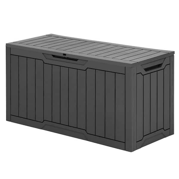 80 Gal. Dark Gray Large Water Resistant Resin Deck Box with Lockable Lid