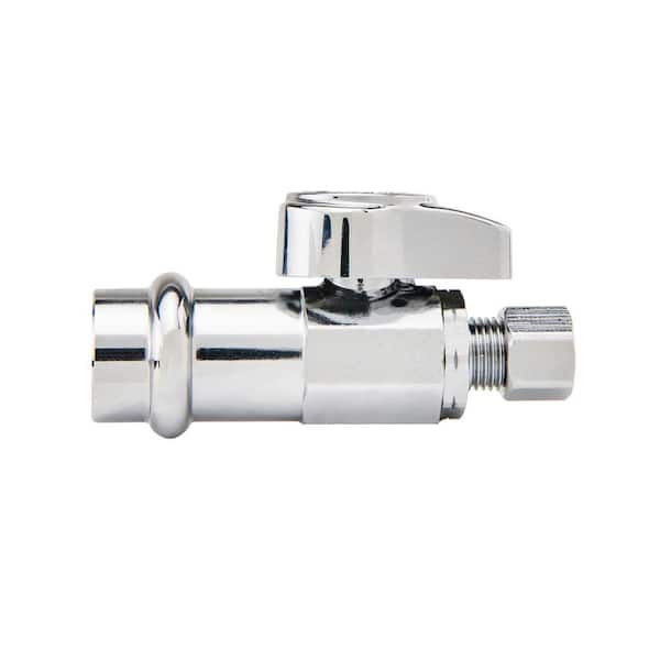BrassCraft 1/2 in. Press Connect Inlet x 1/4 in. Compression Outlet 1/4 Turn Straight Valve