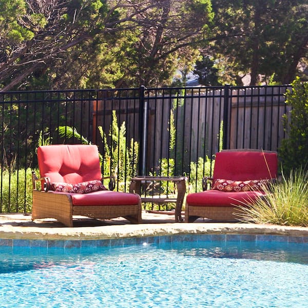 Versai 5 ft. H x 7.5 ft. W Gloss Black Steel Flat Top Design Fence Panel