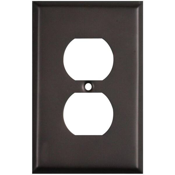 Stanley-National Hardware Bronze 1-Gang Duplex Outlet Wall Plate
