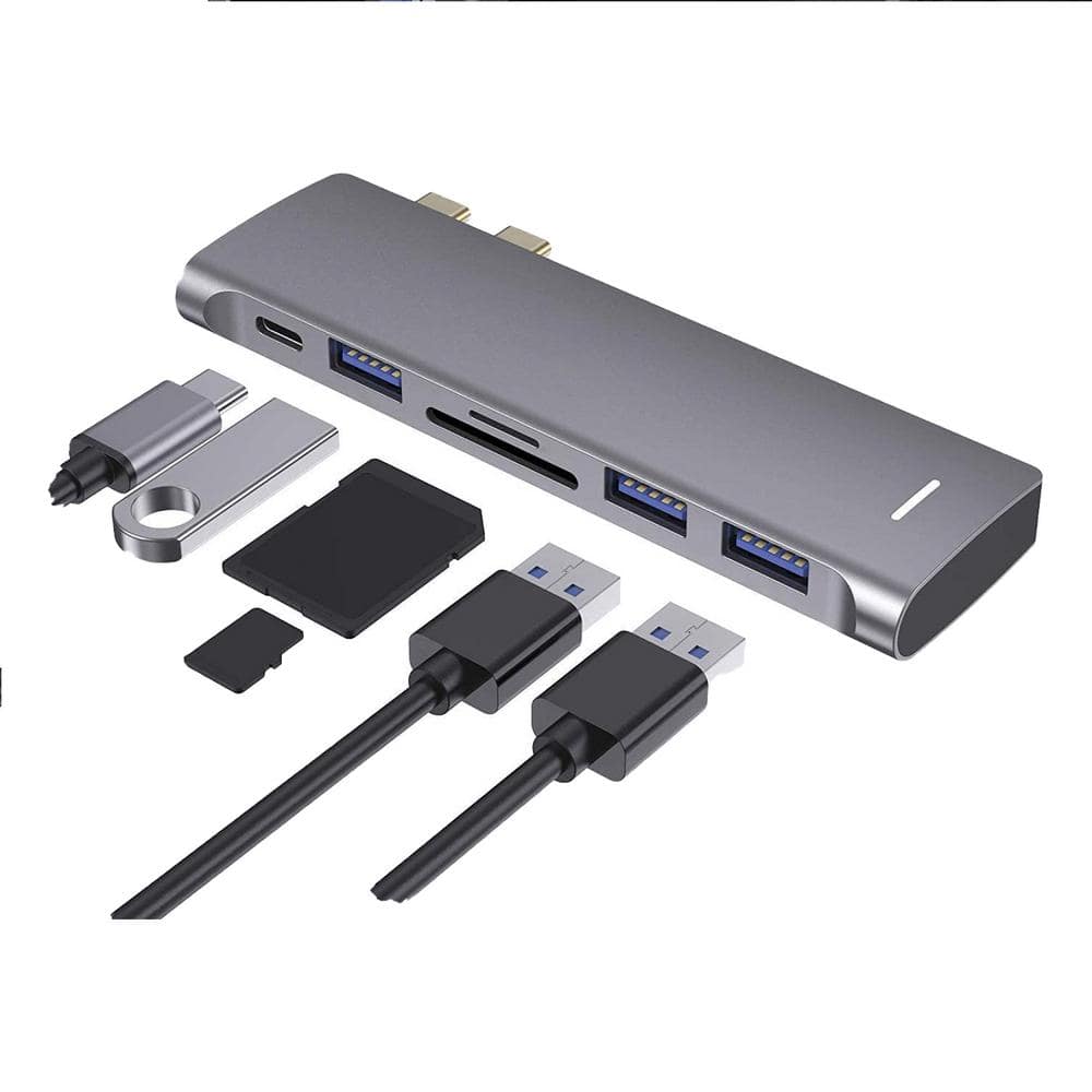 Vrbgify 6 in 1 USB-C Hub Adapter for MacBook Series with 3 USB 3.0