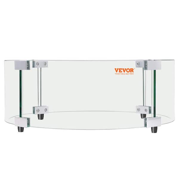 VEVOR Fire Pit Wind Guard 29 x 8 in. Round Glass Flame Shield 0.24 in. Thick Fire Table Accessory Clear Tempered Glass Guard