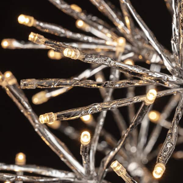 Alpine Corporation - 53/61 in. Tall Indoor/Outdoor Artificial Christmas Tree with LED Lights, Silver