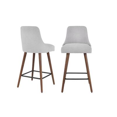 Benfield Sable Brown Wood Upholstered Bar Stool with Back and Stone Gray Seat (Set of 2) (19.68 in. W x 41.73 in. H)