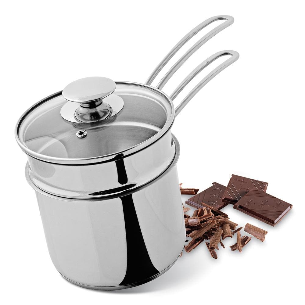 1.6 Quart Stainless Steel Double Boiler with Glass Lid