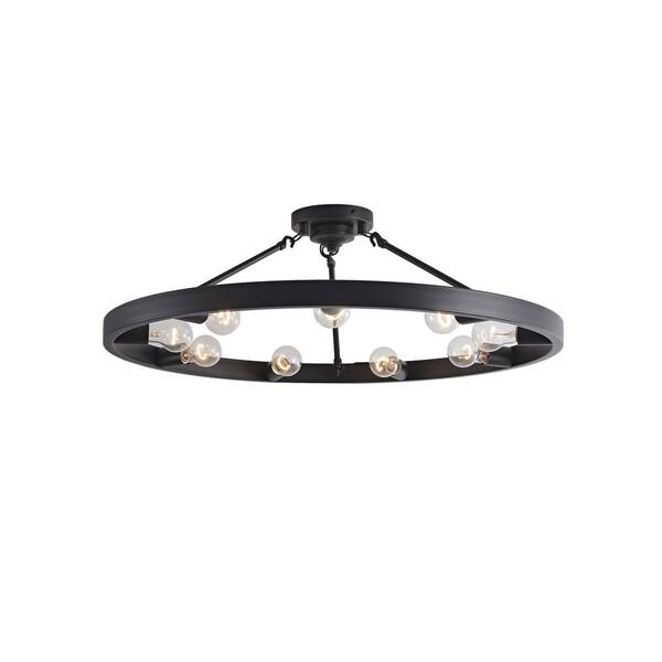 Lucy　1229 Jojospring Amber Vintage 32 in. Wagon Wheel 9-light Ring