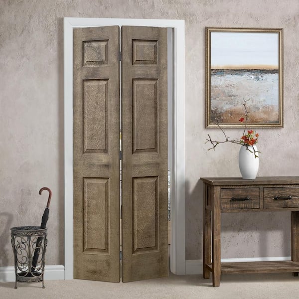 CALHOME 36 in. x 80 in. Vintage Brown Stain 6 Panel MDF Composite