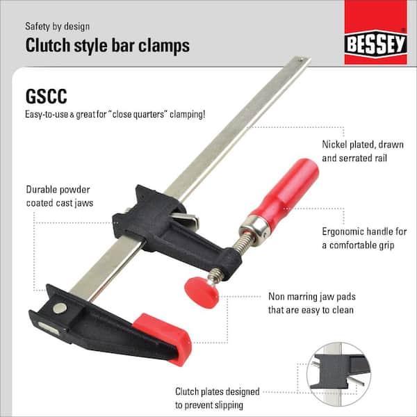 Clutch Style 12 in. Capacity Bar Clamp with Wood Handle and 2-1/2 in.  Throat Depth