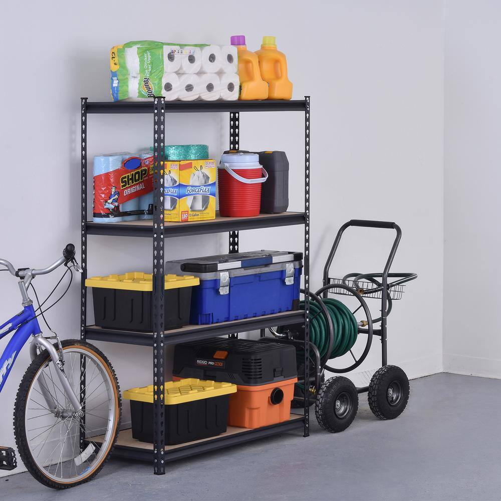 60-Inch Black Steel 4-Shelf Adjustable Storage Unit