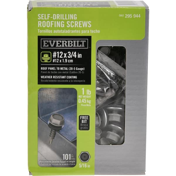 Everbilt #12 x 3/4 in. Self-Drilling Screw with Neoprene Washer 1 lb.-Box (101-Piece)