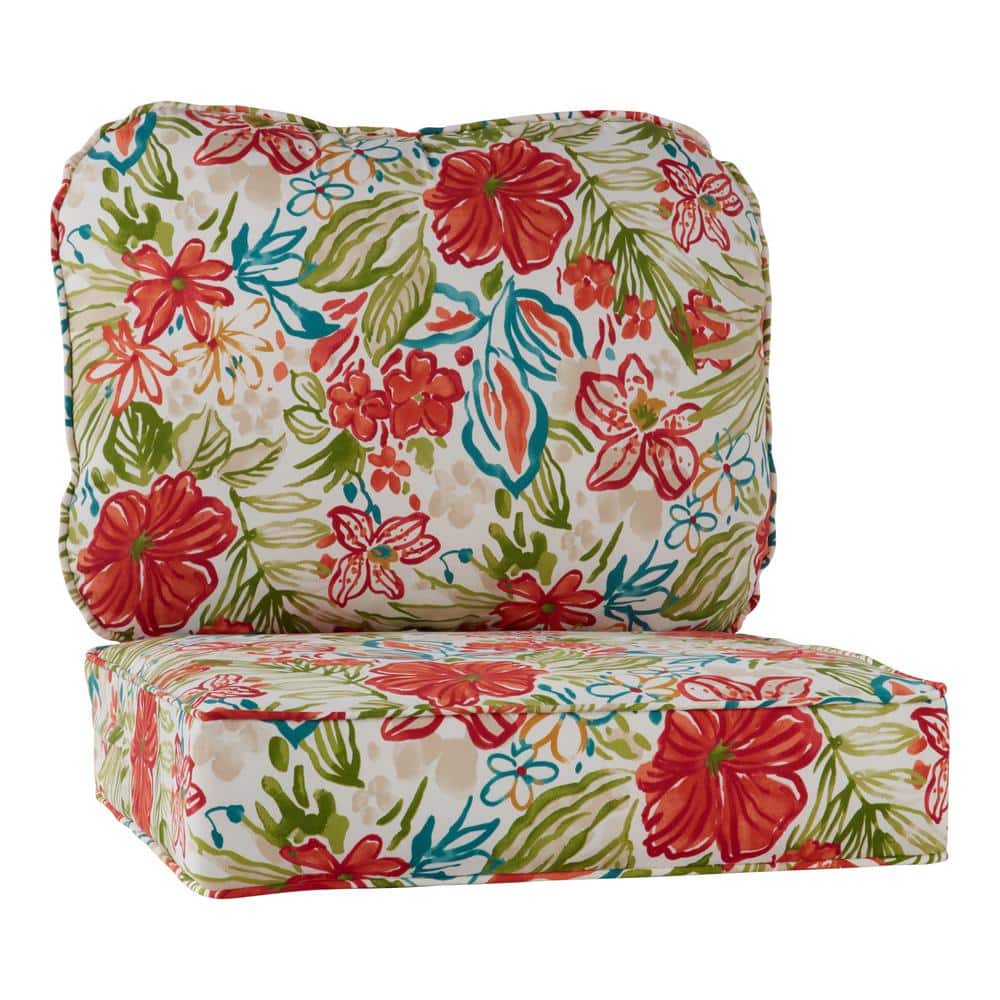 Greendale Home Fashions 24 in. x 24 in. 2-Piece Outdoor Deep Seat Lounge Chair Cushion in Breeze Floral