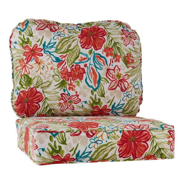 Greendale Home Fashions 24 in. x 24 in. 2-Piece Outdoor Deep Seat Lounge Chair Cushion in Breeze Floral