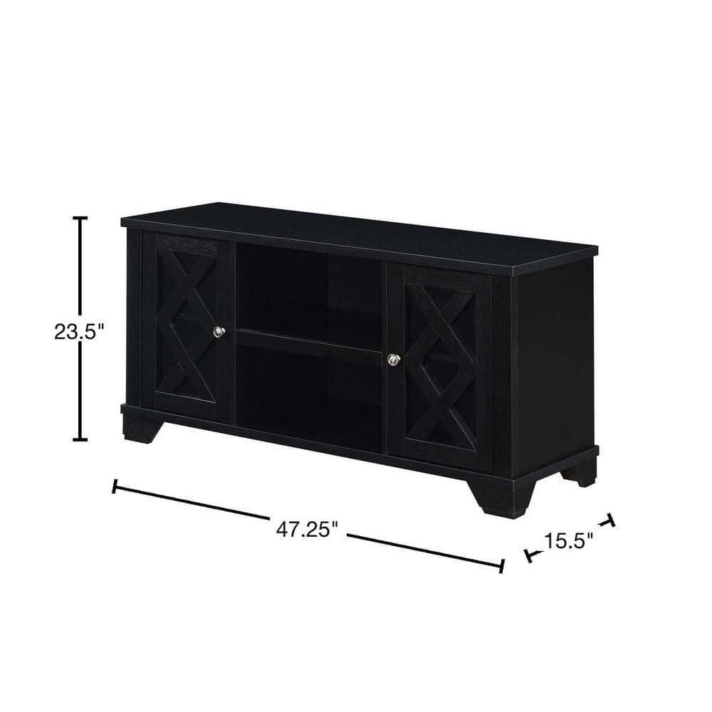 Gateway 48" Black Wood TV Stand with Cabinet Storage