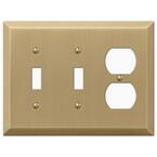 Metallic 3 Gang 2-Toggle and 1-Duplex Steel Wall Plate - Brushed Bronze