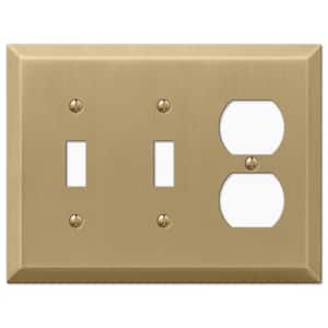 Metallic 3 Gang 2-Toggle and 1-Duplex Steel Wall Plate - Brushed Bronze