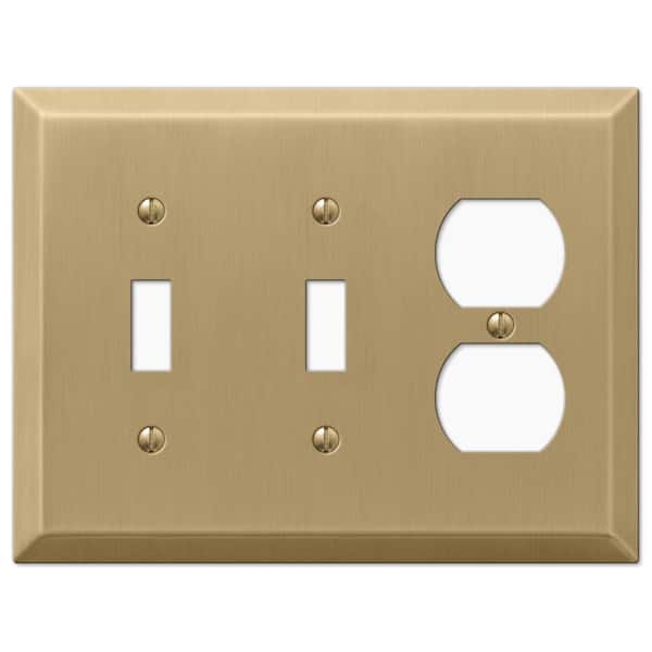 AMERELLE Metallic 3 Gang 2-Toggle and 1-Duplex Steel Wall Plate - Brushed Bronze