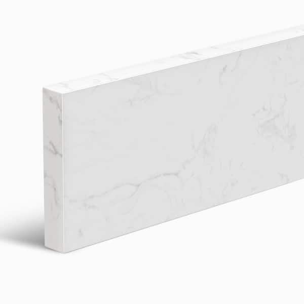 Cala 24.5 in. W Cultured Marble Vanity Backsplash Bathroom Countertop Splash Guard in Carrara White