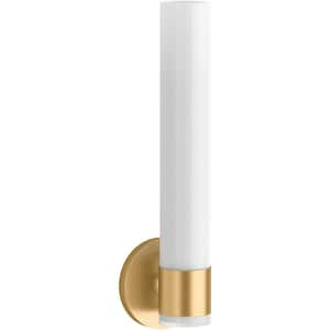 Purist 1 Light Tube Brushed Moderne Brass Indoor Bathroom Wall Sconce, UL Listed