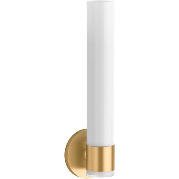 KOHLER Purist 1 Light Tube Brushed Moderne Brass Indoor Bathroom Wall Sconce, UL Listed