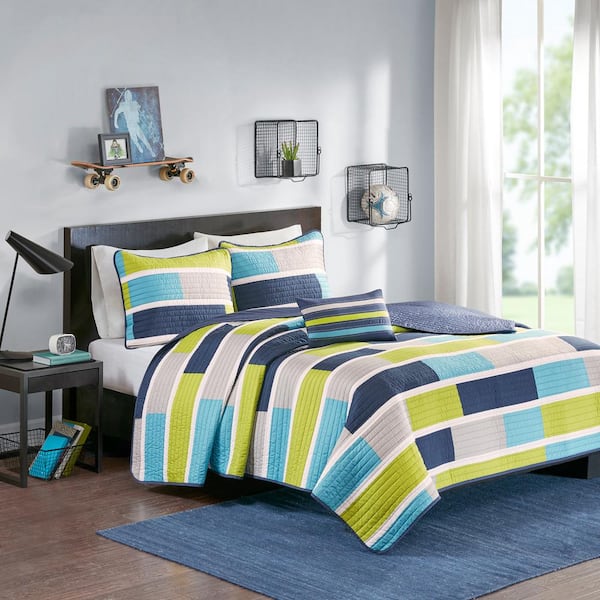 Intelligent Design Nicholas 3-Piece Blue Twin Coverlet Set