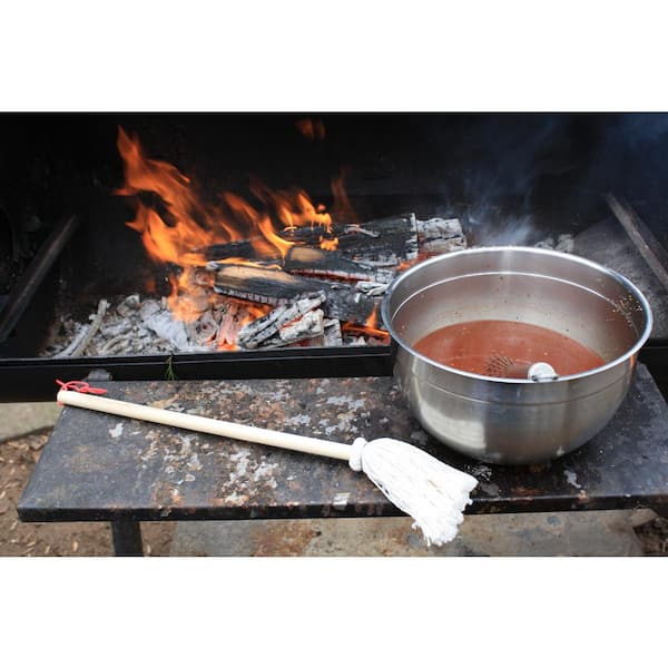  Cast Iron Sauce Pot and BBQ Mop Brush Set for Grilling