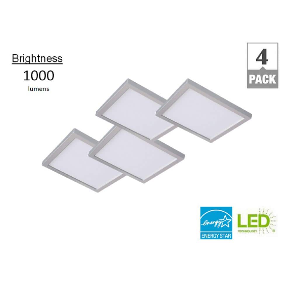 7 in. Light Square Nickel Integrated LED Ceiling Flush Mount Fixture,Soft W