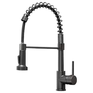 Single Handle Pull Down Sprayer Kitchen Faucet with Advanced Spray Single Hole Brass Kitchen Sink Taps in Gray