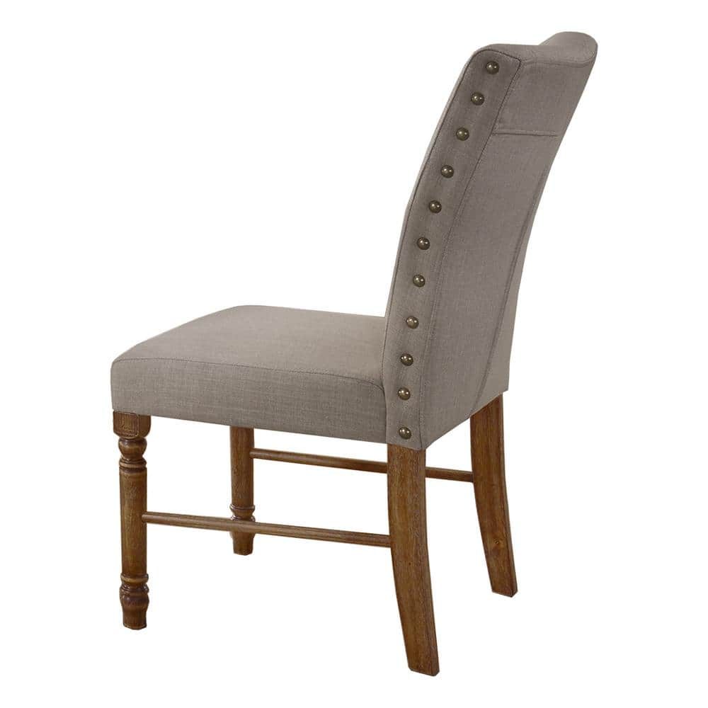 Brown Faux Leather Upholstered Parsons Side Chair with Wood Frame