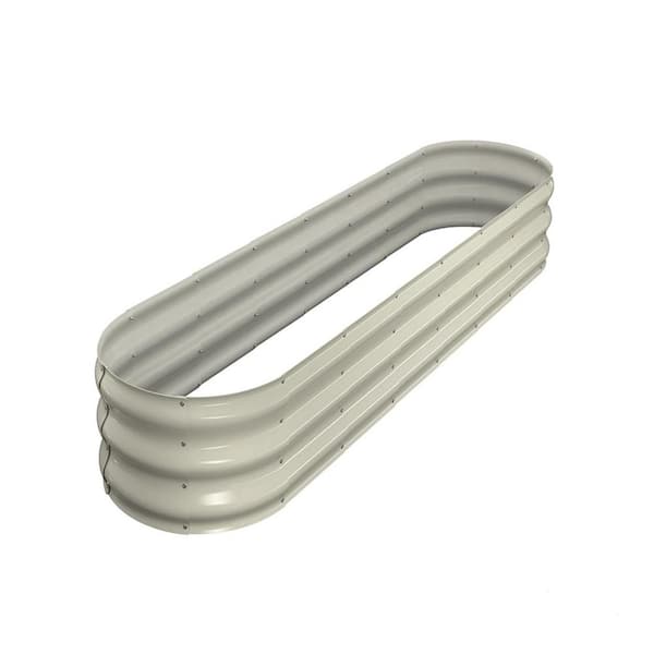 Garvee 47.2 in. x 23.6 in. x 23.6 in. Outdoor Oval Galvanized Raised Garden Bed in Beige