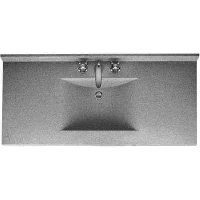 Contour 43 in. W x 22 in. D Solid Surface Vanity Top with Sink in Gray Granite