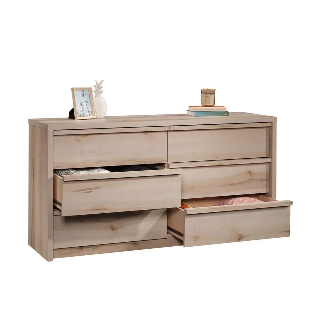 Pacific Maple Mid-Century 6-Drawer Horizontal Dresser