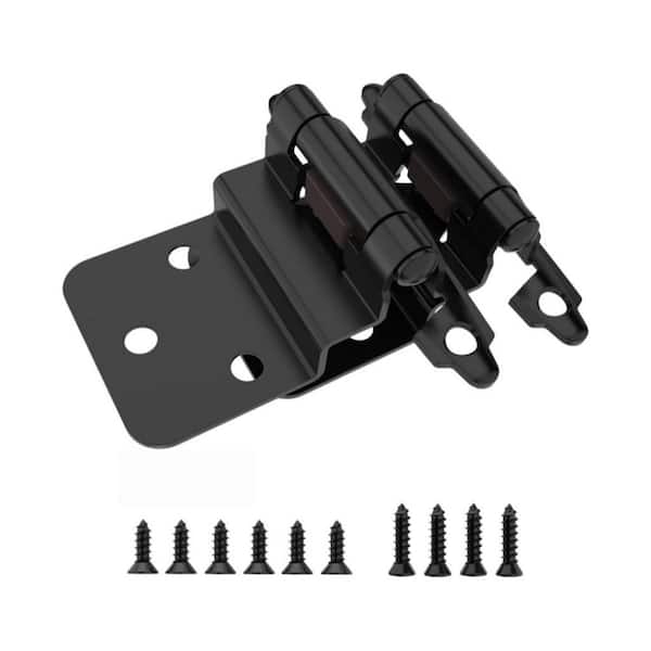 20-Pack 3/8 in. Inset Matte Black Self Closing Cabinet Hinges with Door Bumper for Kitchen, Bathroom, Furniture Cabinet