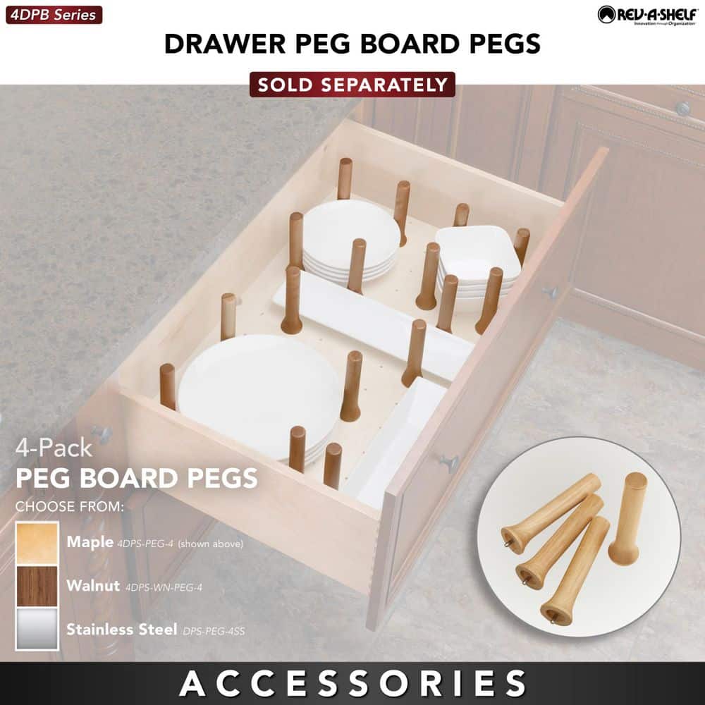 Natural Maple Adjustable Pegboard Drawer Organizer, 30" x 21"