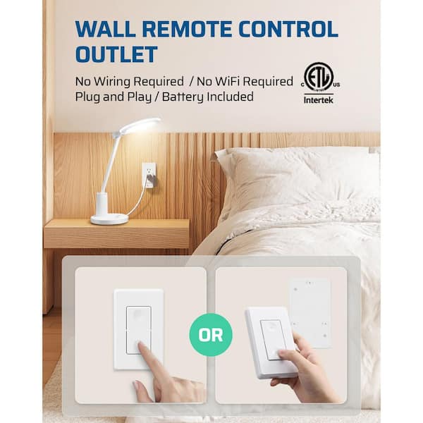 Indoor Wireless Remote Control Outlet Switch Set, White (2 Switches and 1 Receiver)