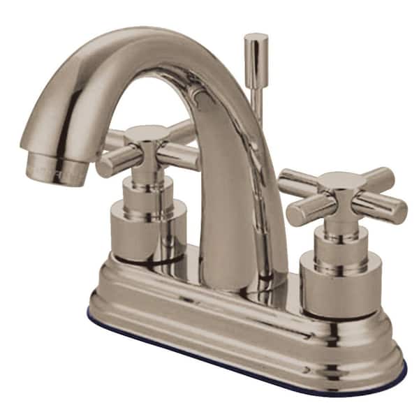Kingston Brass Elinvar 4 in. Centerset Double Handle Bathroom Faucet in Brushed Nickel