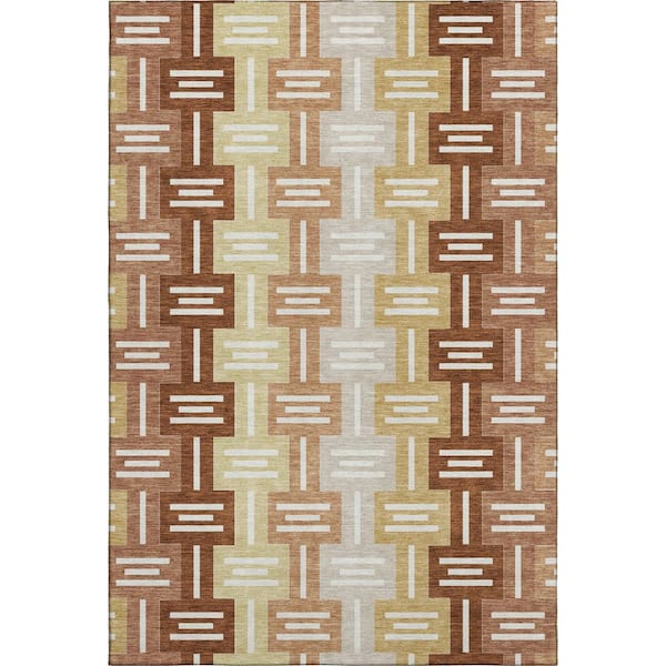 Mayfield Premium Machine Washable Abstract AMF2556 Paprika 10 ft. x 14 ft. Area Rug