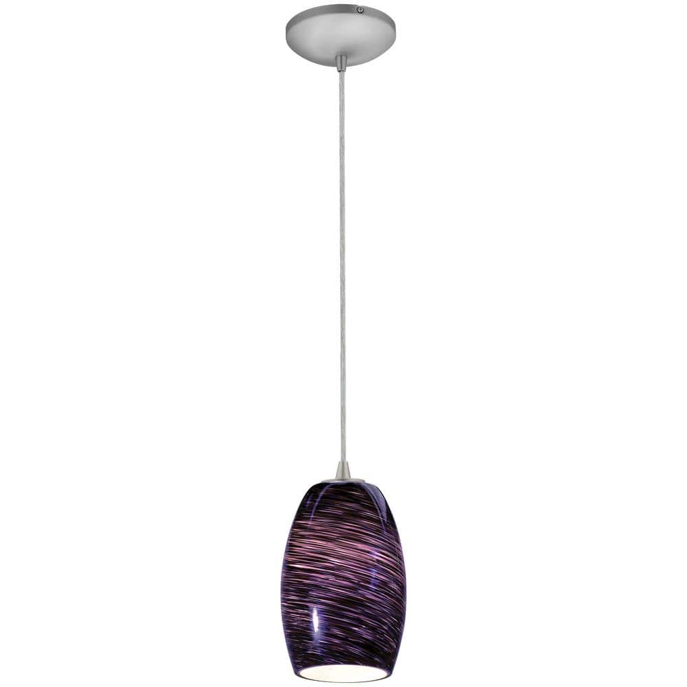 Chianti 1-Light Brushed Steel Shaded Pendant Light with Glass Shade