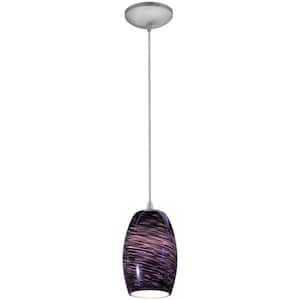 Chianti 1-Light Brushed Steel Shaded Pendant Light with Glass Shade