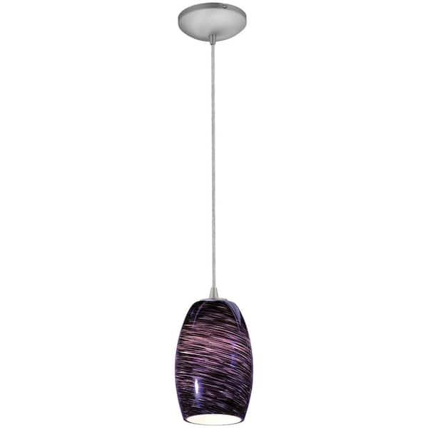 Access Lighting Chianti 1-Light Brushed Steel Shaded Pendant Light with Glass Shade