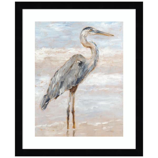Amanti Art "Beach Heron I" by Ethan Harper 1 Pieceood Framed Giclee Animal Art Print 17 in. x 14 in.