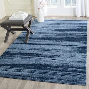 Retro Light Blue/Blue 4 ft. x 6 ft. Striped Area Rug