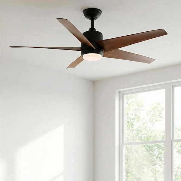 Mena 54 in. White Color Changing Integrated LED Indoor/Outdoor Matte Black Ceiling Fan with Light and Remote Control