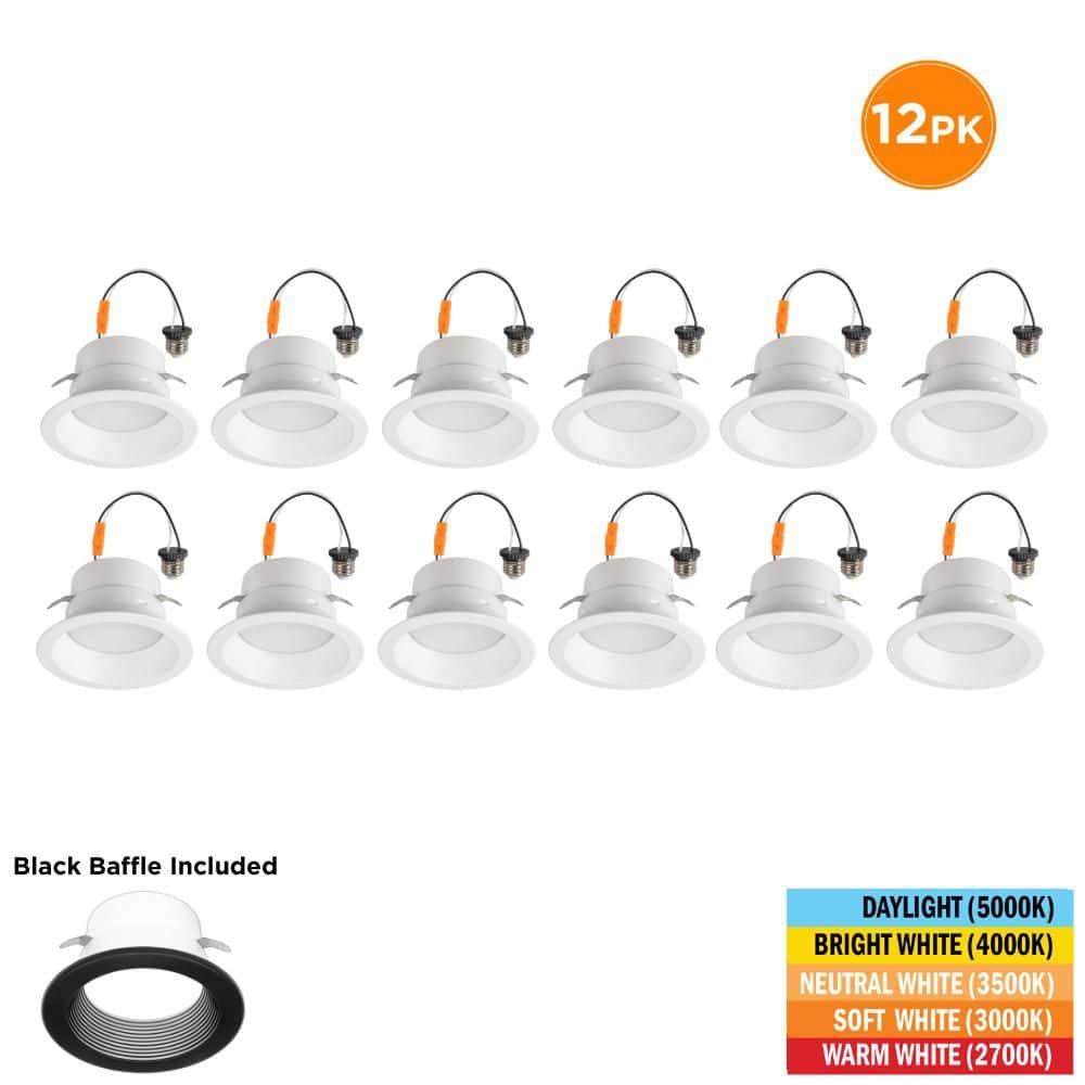 4 in. Deep Baffle Retrofit Extra Black Baffle Lumen Select Adjustable CCT Integrated LED Recessed Light Trim (12-Pack) price history on PriceWatchPro
