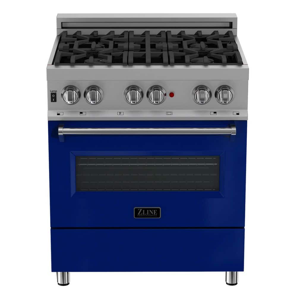 30 in. Legacy Dual Fuel Range with 4 Burners and Electric Convection Oven in Satin Stainless Steel and Blue Gloss Door price history on PriceWatchPro